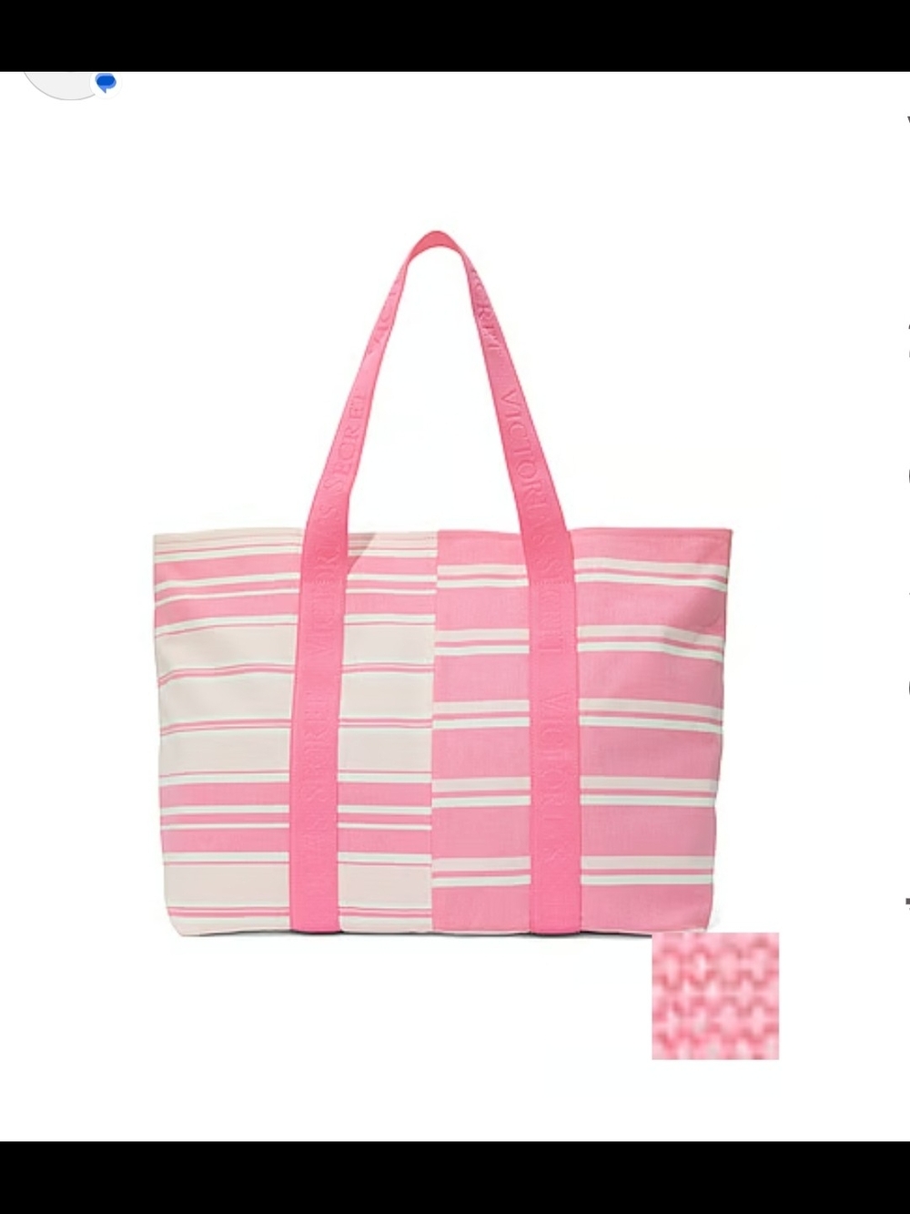 Victoria's Secret Pink and Cream Striped Canvas Tote